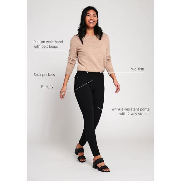 Betabrand Women's Classic Dress Pants Yoga Pants Black Skinny Pull Up Stretch - Picture 3 of 14